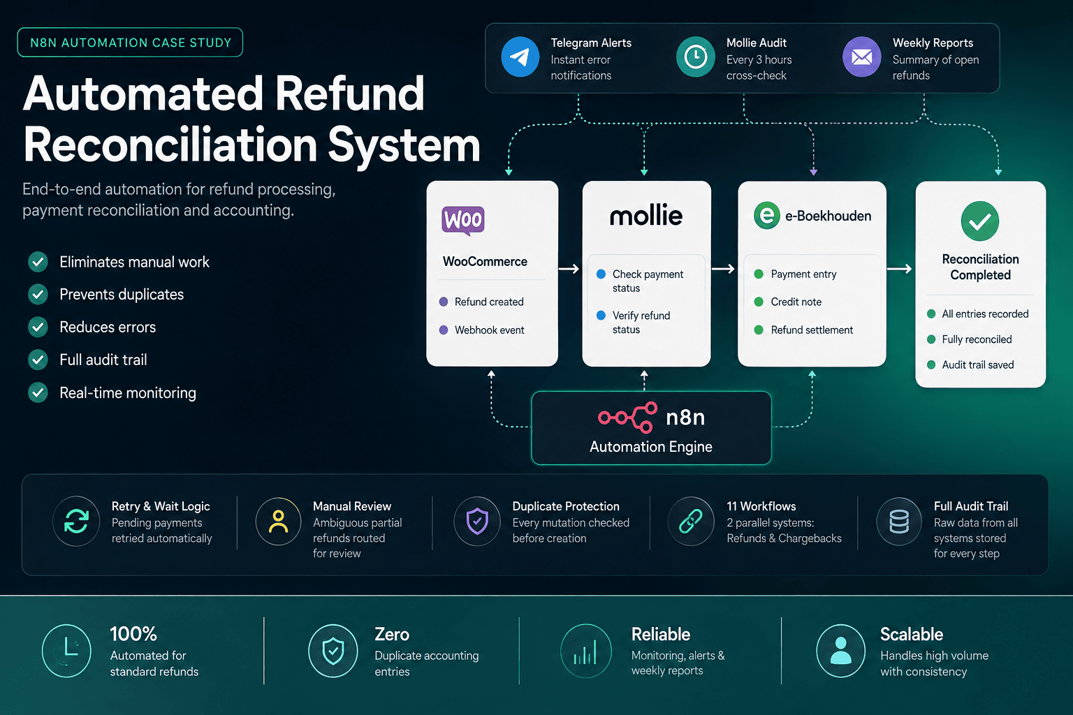 Automated refund reconciliation system connecting WooCommerce, Mollie and e-Boekhouden