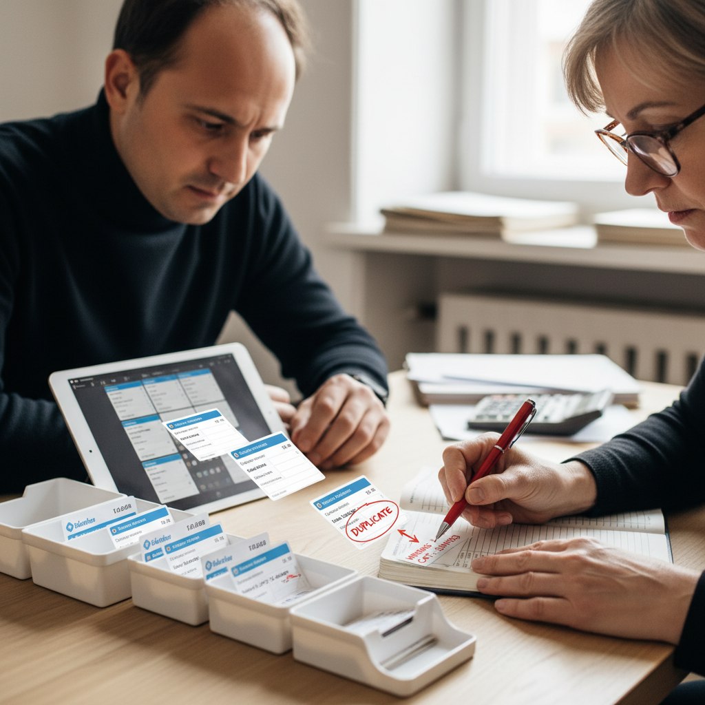 A bookkeeper reviewing bank feed transactions with some flagged for review